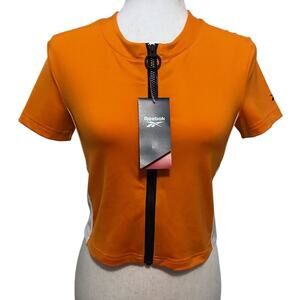 Reebok NWT Full Zip Short Sleeves Crop Top Women S